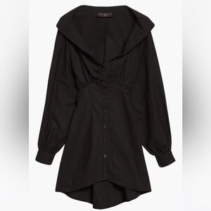 NWT Weinsanto Black Shirt Dress Fitted Off Shoulder High - Low Button Down